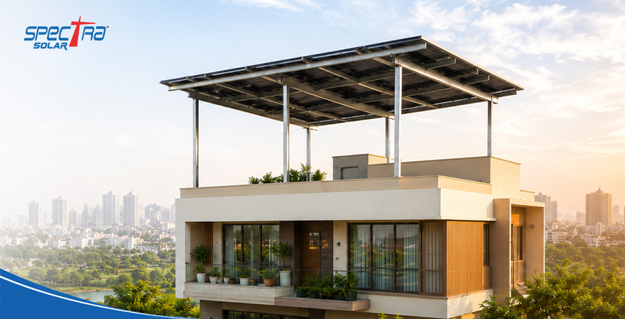 Residential solar installation in Gurgaon with rooftop solar panels for clean energy savings and reduced electricity bills